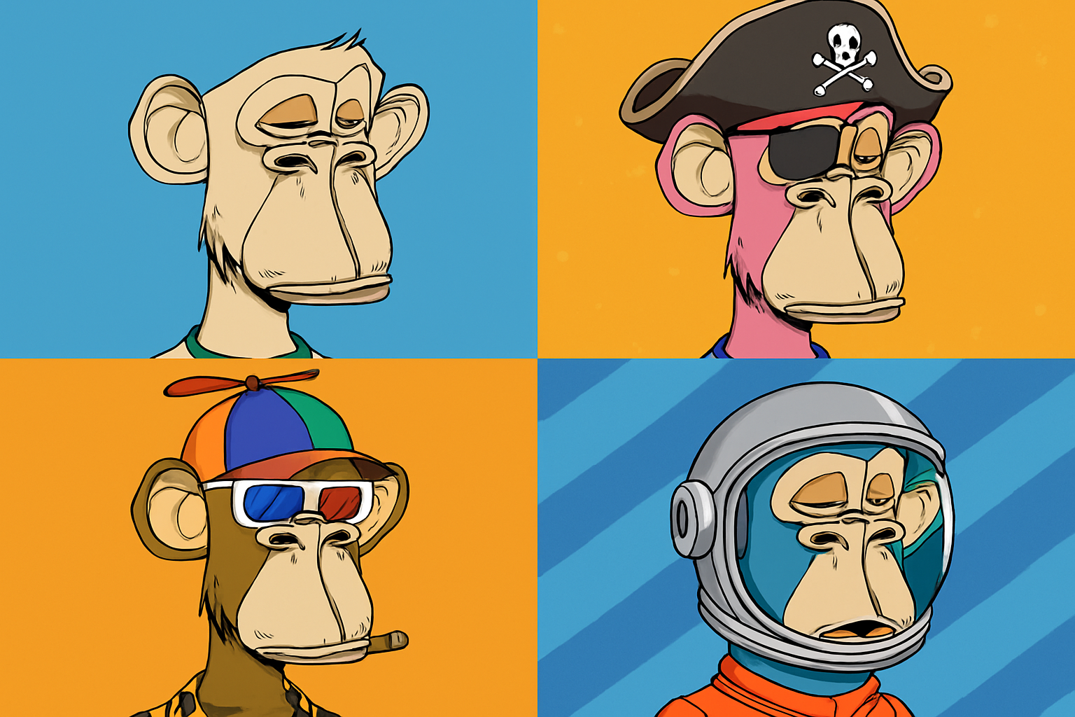 Visual examples of rare Bored Ape backgrounds and accessories highlighting their uniqueness and impact on value
