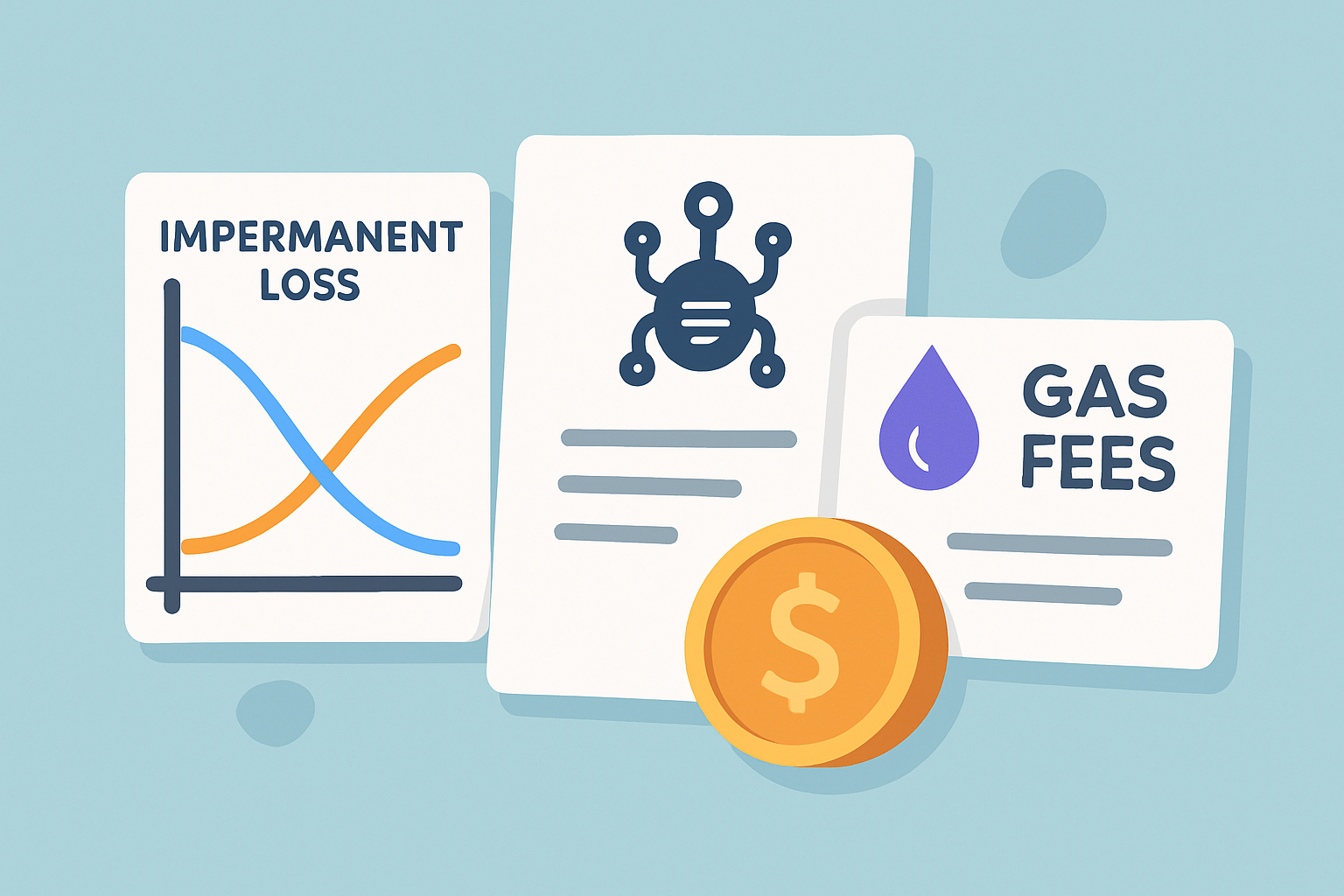 Infographic highlighting the various risks associated with Sushiswap liquidity pools like impermanent loss and gas fees