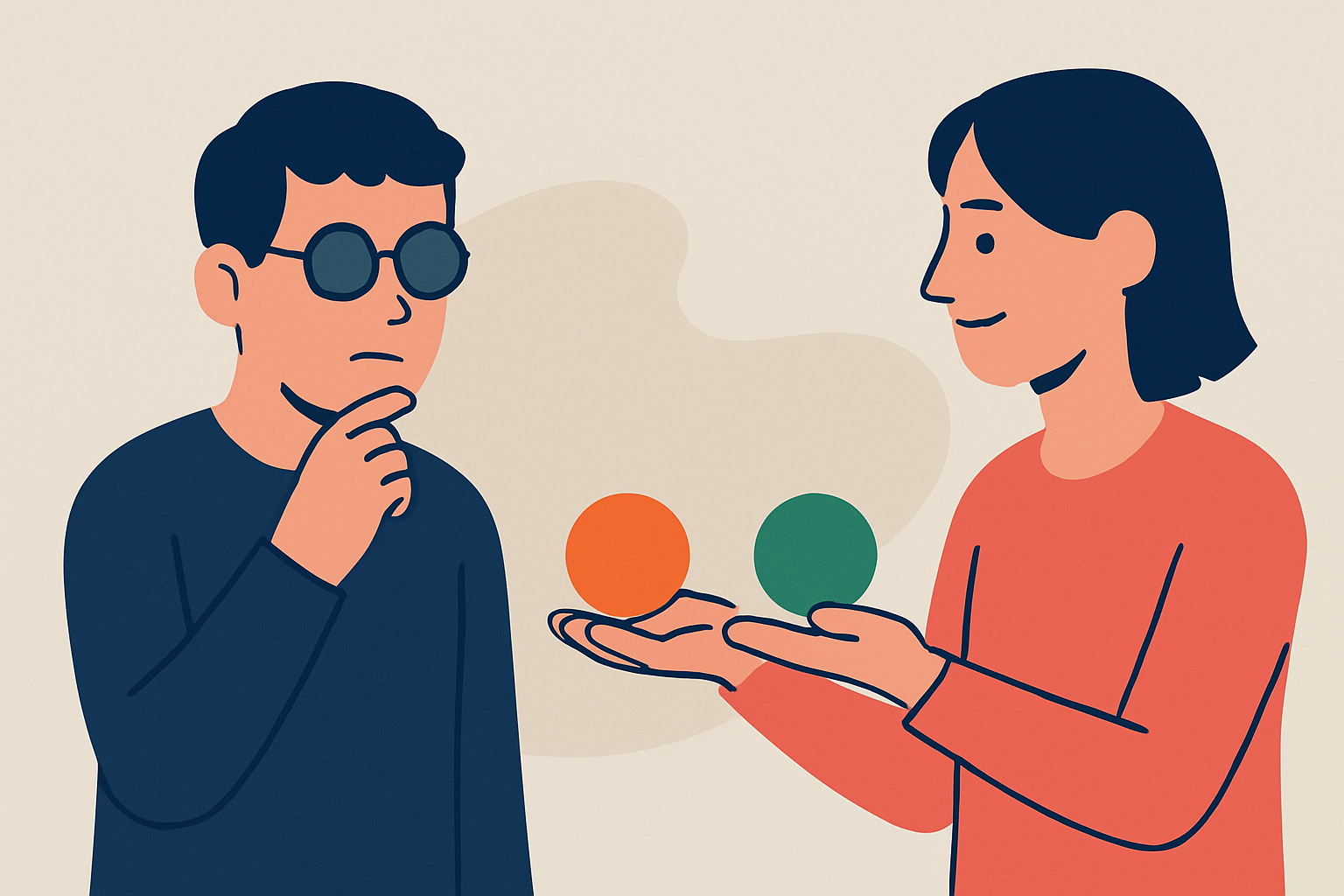 Visual representation of the color-blind friend and two balls zero knowledge proof example