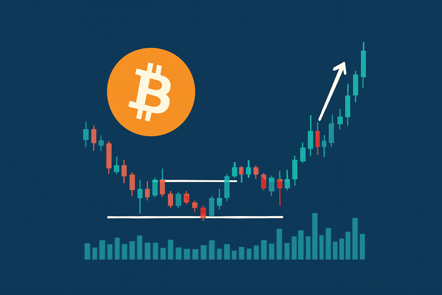 An annotated Bitcoin chart illustrating the Wyckoff Accumulation phase with volume and key price levels highlighted