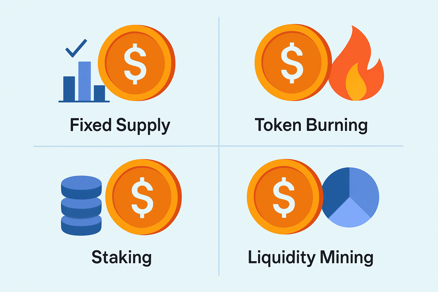 Visual infographic explaining popular tokenomics models and their impact on token behavior