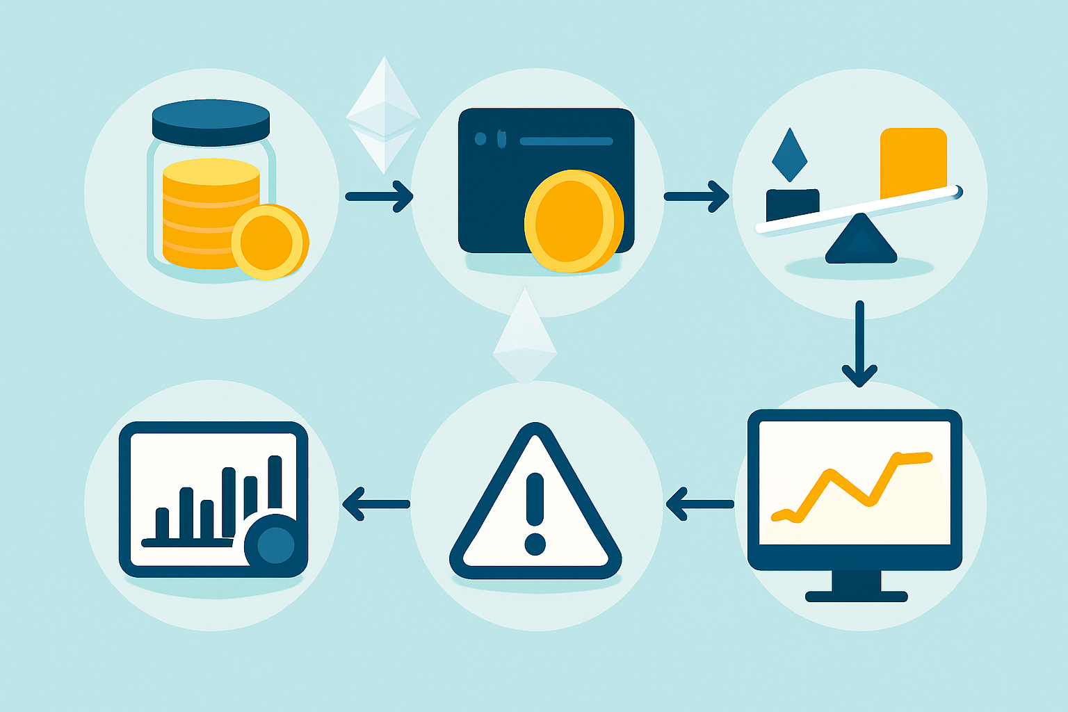 Visual representation of the step-by-step leverage trading process in DeFi