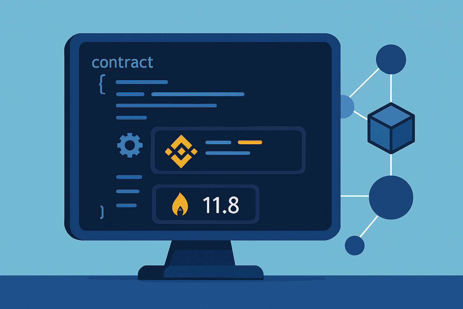 Screenshot illustrating the process of writing, compiling, and deploying a smart contract to Binance Smart Chain.