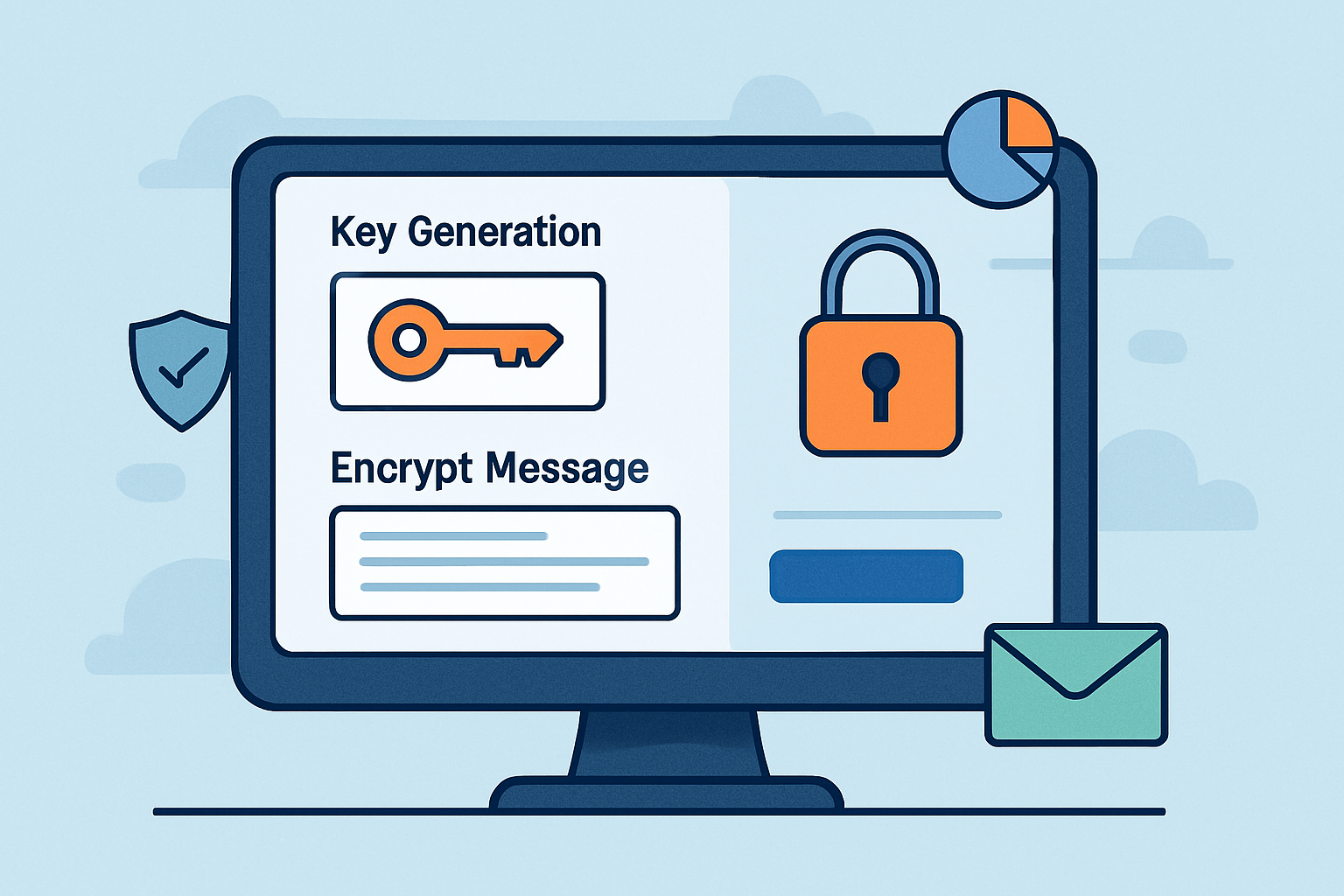 Screenshot of a PGP software interface guiding a beginner through key creation and message encryption